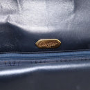 CARTIER Sapphire Line Shoulder Bag Leather Black Gold Auth ki6781A-11