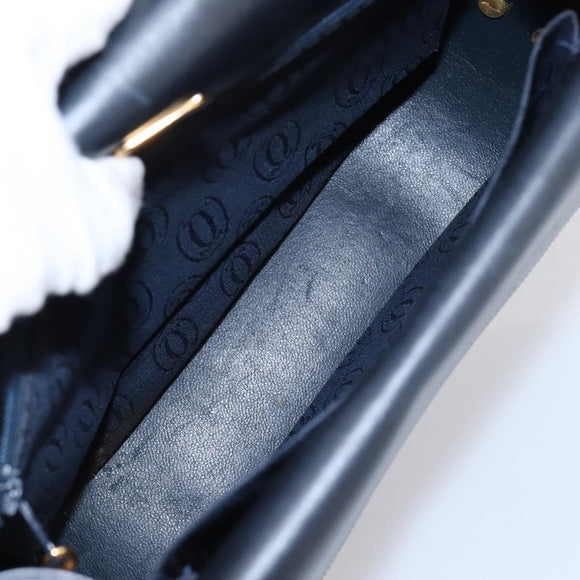 CARTIER Sapphire Line Shoulder Bag Leather Black Gold Auth ki6781A