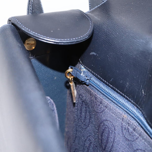 CARTIER Sapphire Line Shoulder Bag Leather Black Gold Auth ki6781A