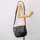 CARTIER Sapphire Line Shoulder Bag Leather Black Gold Auth ki6781A-24
