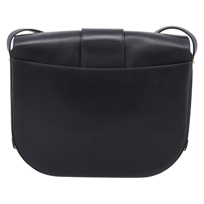 CARTIER Sapphire Line Shoulder Bag Leather Black Gold Auth ki6781A - 0