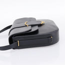 CARTIER Sapphire Line Shoulder Bag Leather Black Gold Auth ki6781A-3