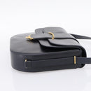 CARTIER Sapphire Line Shoulder Bag Leather Black Gold Auth ki6781A-4