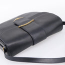 CARTIER Sapphire Line Shoulder Bag Leather Black Gold Auth ki6781A-6