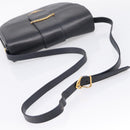 CARTIER Sapphire Line Shoulder Bag Leather Black Gold Auth ki6781A-7