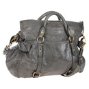 Miu Miu Hand Bag Leather 2way Gray Gold Auth ki6785M-1