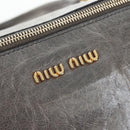 Miu Miu Hand Bag Leather 2way Gray Gold Auth ki6785M-19