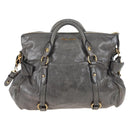 Miu Miu Hand Bag Leather 2way Gray Gold Auth ki6785M-13