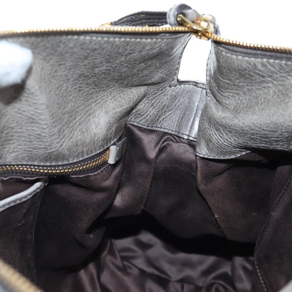 Miu Miu Hand Bag Leather 2way Gray Gold Auth ki6785M