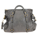 Miu Miu Hand Bag Leather 2way Gray Gold Auth ki6785M-2