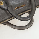 Miu Miu Hand Bag Leather 2way Gray Gold Auth ki6785M-7