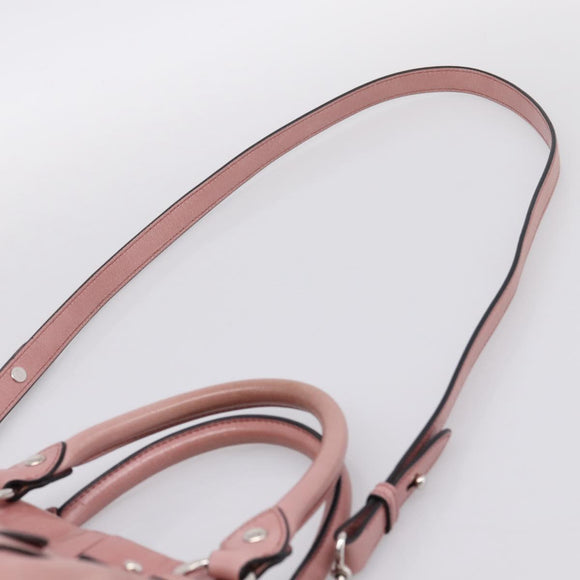 Miu Miu Hand Bag Leather 2way Pink Silver Auth ki6786M