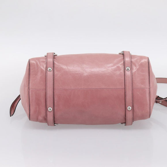 Miu Miu Hand Bag Leather 2way Pink Silver Auth ki6786M