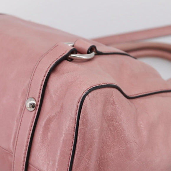 Miu Miu Hand Bag Leather 2way Pink Silver Auth ki6786M