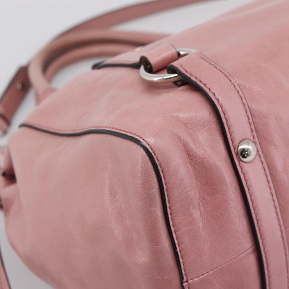 Miu Miu Hand Bag Leather 2way Pink Silver Auth ki6786M