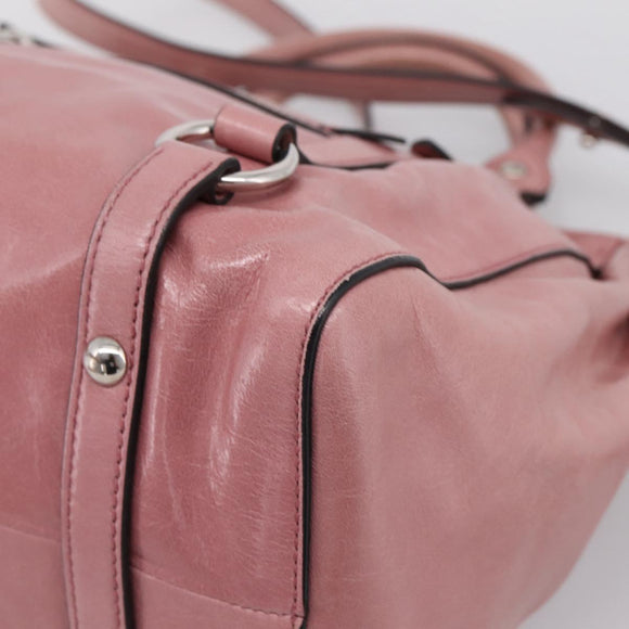 Miu Miu Hand Bag Leather 2way Pink Silver Auth ki6786M