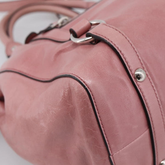 Miu Miu Hand Bag Leather 2way Pink Silver Auth ki6786M