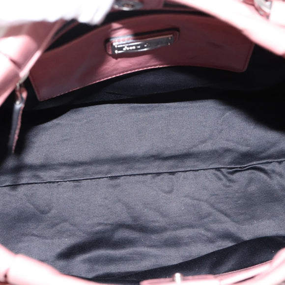 Miu Miu Hand Bag Leather 2way Pink Silver Auth ki6786M