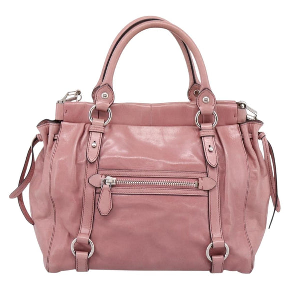Miu Miu Hand Bag Leather 2way Pink Silver Auth ki6786M