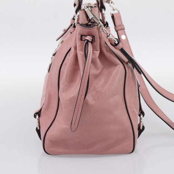 Miu Miu Hand Bag Leather 2way Pink Silver Auth ki6786M