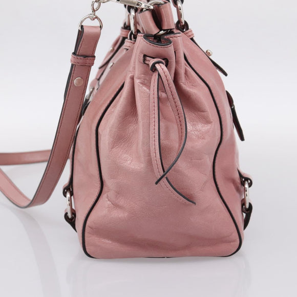 Miu Miu Hand Bag Leather 2way Pink Silver Auth ki6786M