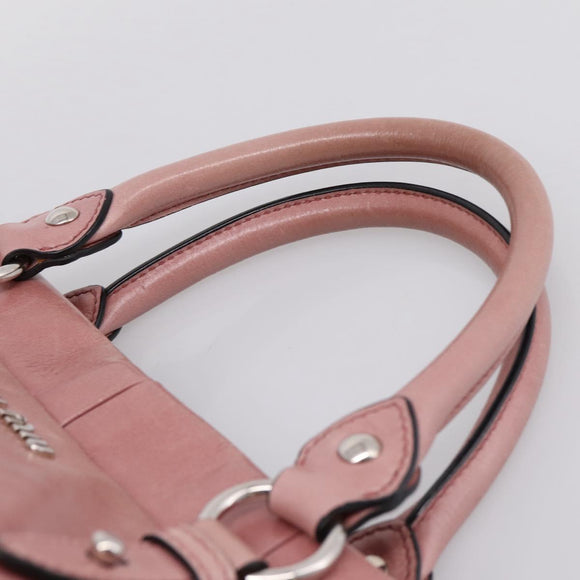 Miu Miu Hand Bag Leather 2way Pink Silver Auth ki6786M