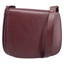 CARTIER Must Line Shoulder Bag Leather Bordeaux Gold Auth ki6787A-1
