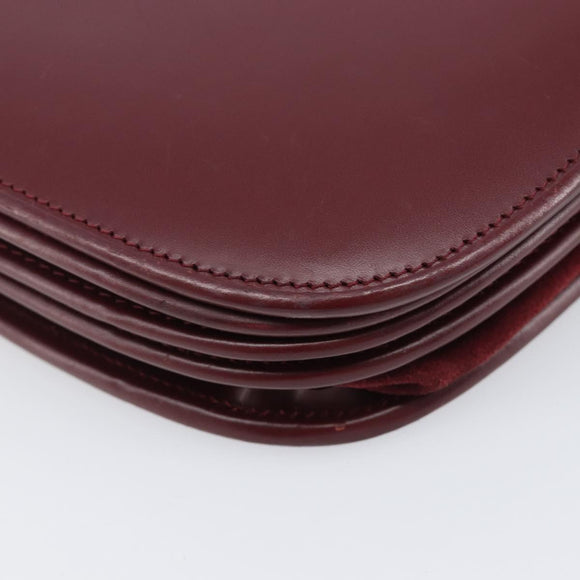 CARTIER Must Line Shoulder Bag Leather Bordeaux Gold Auth ki6787A