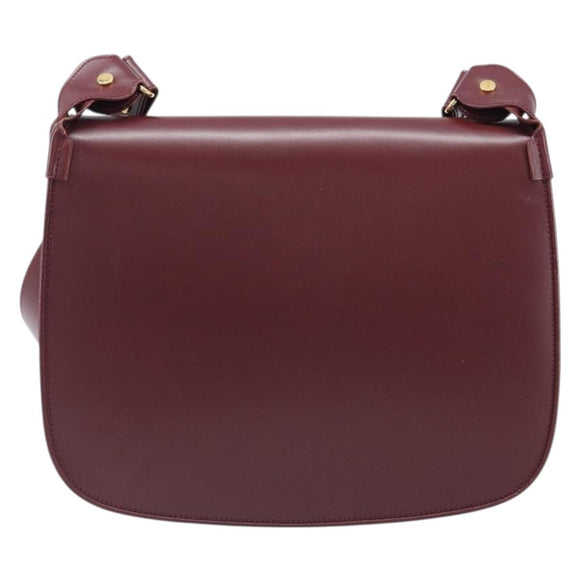 CARTIER Must Line Shoulder Bag Leather Bordeaux Gold Auth ki6787A