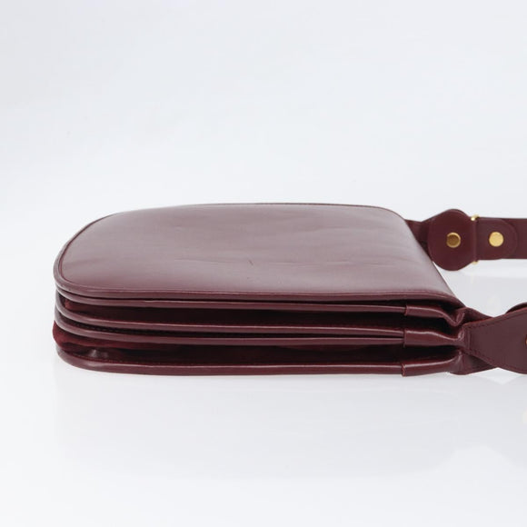 CARTIER Must Line Shoulder Bag Leather Bordeaux Gold Auth ki6787A