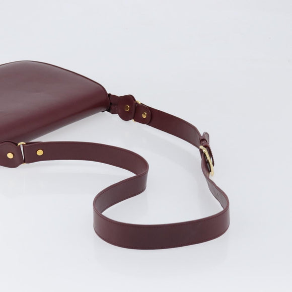 CARTIER Must Line Shoulder Bag Leather Bordeaux Gold Auth ki6787A