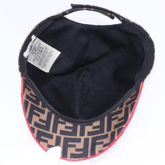 FENDI Zucca Canvas Cap Brown Black Auth ki6793M