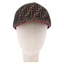 FENDI Zucca Canvas Cap Brown Black Auth ki6793M-13