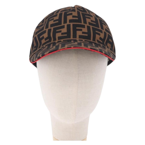FENDI Zucca Canvas Cap Brown Black Auth ki6793M