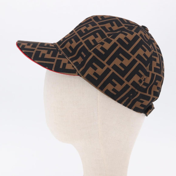 FENDI Zucca Canvas Cap Brown Black Auth ki6793M