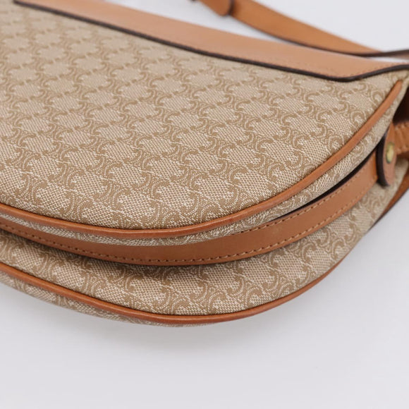 CELINE Macadam Canvas Shoulder Bag PVC Beige Gold Auth ki6798V