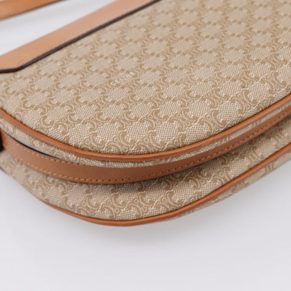 CELINE Macadam Canvas Shoulder Bag PVC Beige Gold Auth ki6798V