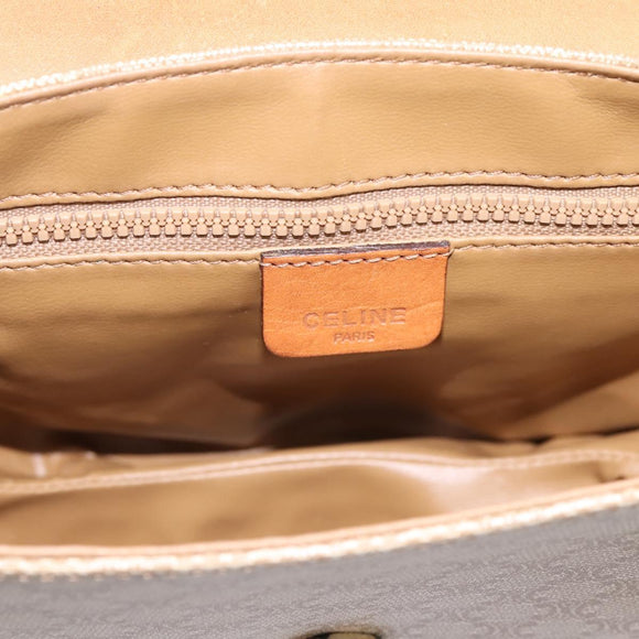 CELINE Macadam Canvas Shoulder Bag PVC Beige Gold Auth ki6798V