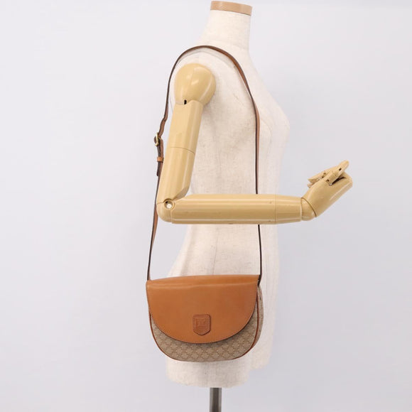 CELINE Macadam Canvas Shoulder Bag PVC Beige Gold Auth ki6798V