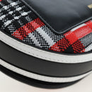 BURBERRY Nova Check Shoulder Bag Canvas Red Gold Auth ki6799M-17