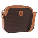CELINE Macadam Canvas Shoulder Bag PVC Leather Brown Gold Auth ki6803V-1
