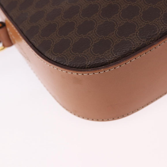 CELINE Macadam Canvas Shoulder Bag PVC Leather Brown Gold Auth ki6803V