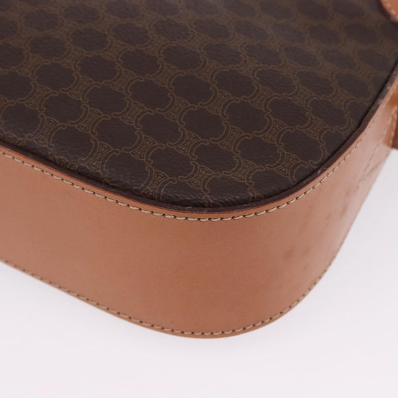 CELINE Macadam Canvas Shoulder Bag PVC Leather Brown Gold Auth ki6803V