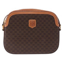 CELINE Macadam Canvas Shoulder Bag PVC Leather Brown Gold Auth ki6803V-2