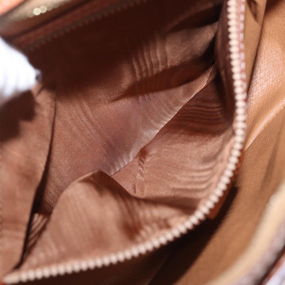 CELINE Macadam Canvas Shoulder Bag PVC Leather Brown Gold Auth ki6803V