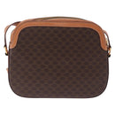 CELINE Macadam Canvas Shoulder Bag PVC Leather Brown Gold Auth ki6803V-3