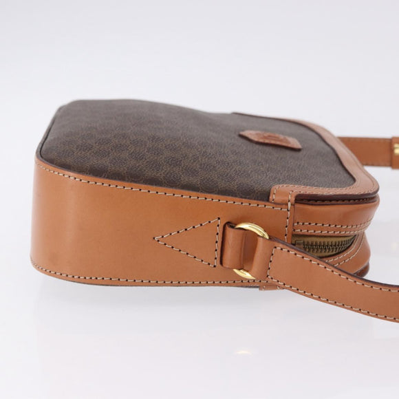 CELINE Macadam Canvas Shoulder Bag PVC Leather Brown Gold Auth ki6803V