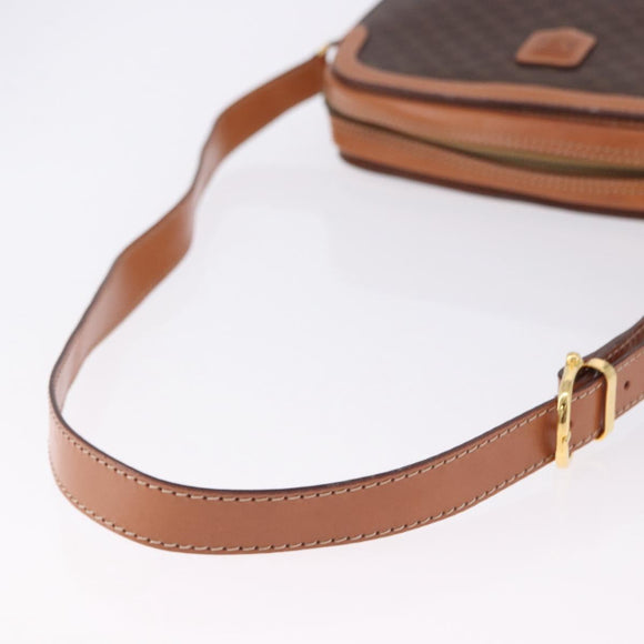 CELINE Macadam Canvas Shoulder Bag PVC Leather Brown Gold Auth ki6803V