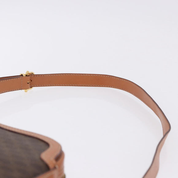CELINE Macadam Canvas Shoulder Bag PVC Leather Brown Gold Auth ki6803V
