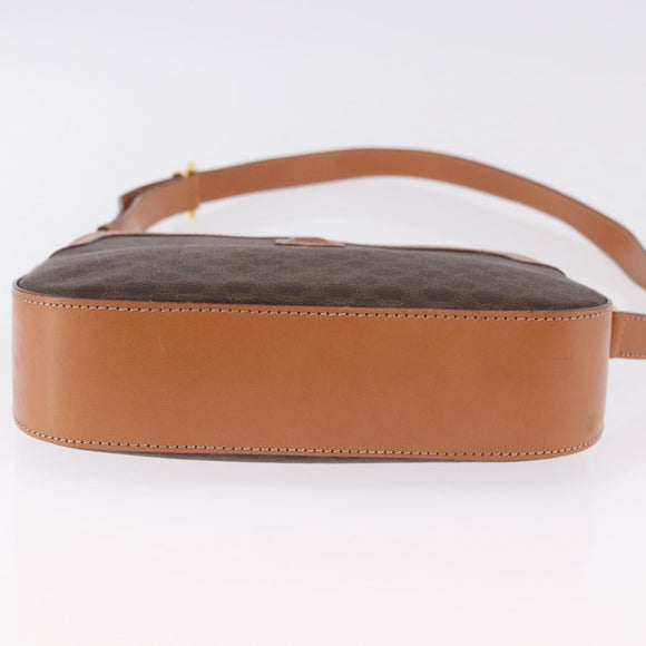 CELINE Macadam Canvas Shoulder Bag PVC Leather Brown Gold Auth ki6803V